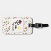 ハロービューティフルかわいらしピンクオレンジの野生の花 ラゲッジタグ (正面横)