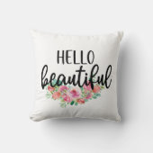 ハロービューティフルウォーターカラーバラタイポグラフィシック クッション (正面)