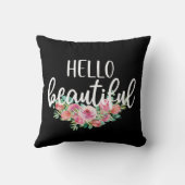 ハロービューティフルウォーターカラーバラタイポグラフィシック クッション (裏面)