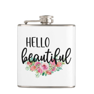 ハロービューティフルウォーターカラーバラタイポグラフィ モダン フラスク