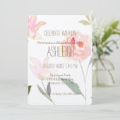 ハロービューティフルウォーターカラーフローラ誕生日 招待状 (スタンド正面)