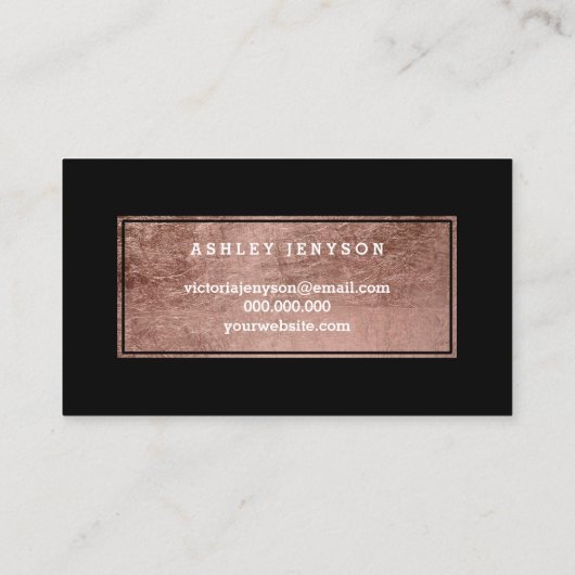 ハロービューティフルエレガントバラ金ゴールドタイポグラフィブラック 名刺 (裏面)