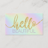 ハロービューティフルタイポグラフィパステルホログラフィック 名刺 (正面)