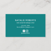 ハロービューティフルタイポグラフィ美しいサロンターコイズ 名刺 (裏面)