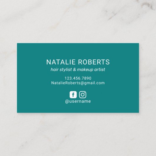 ハロービューティフルタイポグラフィ美しいサロンターコイズ 名刺 (裏面)