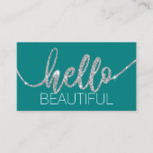 ハロービューティフルタイポグラフィ美しいサロンターコイズ 名刺 (正面)