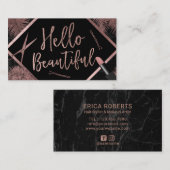 ハロービューティフルバラ金ゴールドスクリプトトロピカル葉ズ 名刺 (正面/裏面)