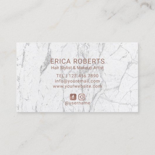 ハロービューティフルバラ金ゴールドスクリプトマーブルサロン 名刺 (裏面)