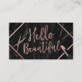 ハロービューティフルバラ金ゴールドスクリプトマーブルサロン 名刺 (正面)