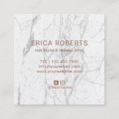 ハロービューティフルバラ金ゴールドタイポグラフィマーブルサロン スクエア名刺 (裏面)