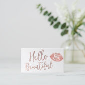 ハロービューティフルバラ金ゴールドタイポグラフィメイクアップアーティスト 名刺 (スタンド正面)