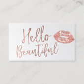 ハロービューティフルバラ金ゴールドタイポグラフィメイクアップアーティスト 名刺 (正面)