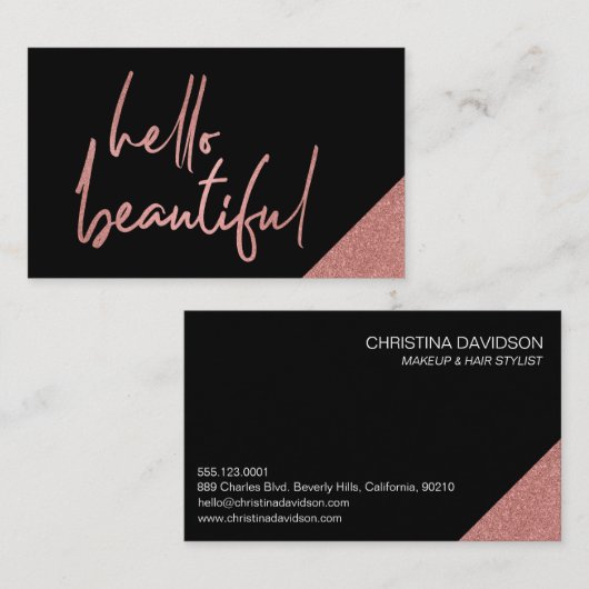 ハロービューティフルバラ金ゴールドメイクアップアーティスト 名刺 (正面/裏面)