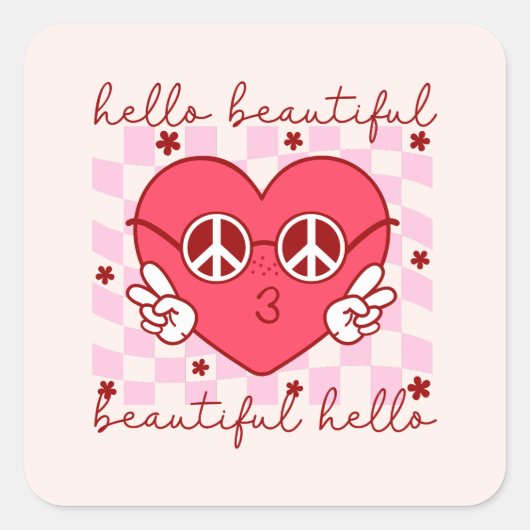 ハロービューティフルピンクハート スクエアシール (正面)