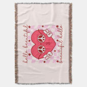 ハロービューティフルピンクハート スローブランケット (正面縦)