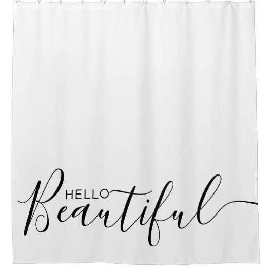 ハロービューティフルホワイトガーリーブラック シャワーカーテン (正面)