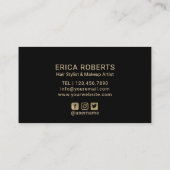 ハロービューティフルメイクアップアーティスト金ゴールドタイポグラフィ 名刺 (裏面)