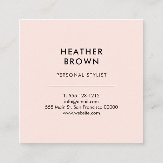 ハロービューティフルモダン赤面ピンク スクエア名刺 (裏面)