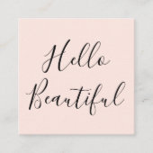 ハロービューティフルモダン赤面ピンク スクエア名刺 (正面)