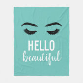 ハロービューティフルラッシュズまつげ化粧アーティストティール(緑がかった色) フリースブランケット (正面)