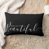 ハロービューティフル白黒ミニマル ランバークッション (ブランケット)