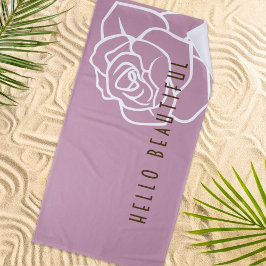 ハロービューティフル – シックモダンピンクローズ ビーチタオル