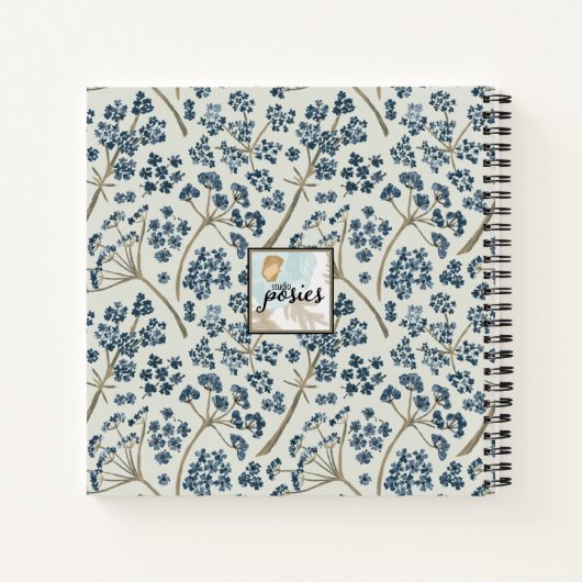ハロービューティブルエレガントブルーウォーター色の花 ノートブック (裏面)
