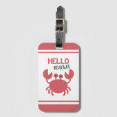 ハロービーチおもしろい-引用文かわいいカニ漫画 ラゲッジタグ (正面縦)