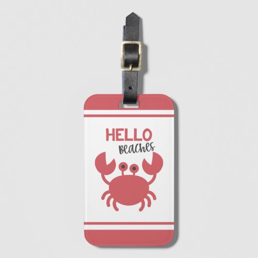 ハロービーチおもしろい-引用文かわいいカニ漫画 ラゲッジタグ (正面縦)