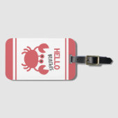 ハロービーチおもしろい-引用文かわいいカニ漫画 ラゲッジタグ (正面横)