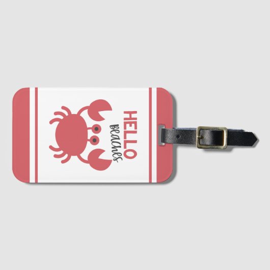 ハロービーチおもしろい-引用文かわいいカニ漫画 ラゲッジタグ (正面横)