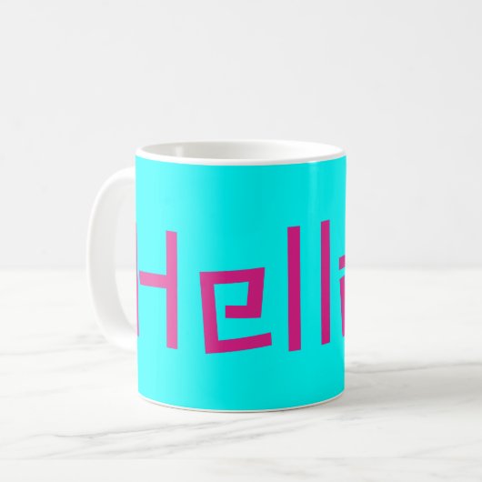 ハローピンクターコイズ コーヒーマグカップ (正面左)