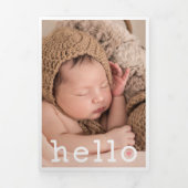 ハローピンクハートフォトコラージュベビー 三つ折り案内状 (カバー)