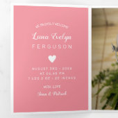 ハローピンクハートフォトコラージュベビー 三つ折り案内状 (内部最初)