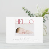 ハローファンキー赤面ピンクフォイルモダンミニマル 案内状 (スタンド正面)