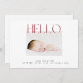 ハローファンキー赤面ピンクフォイルモダンミニマル 案内状 (正面/裏面)