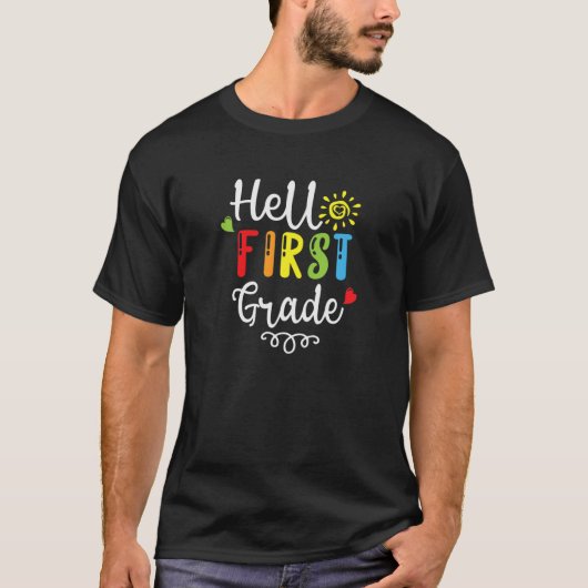 ハローファーストグレードレインボー新学期学生 Tシャツ (正面)