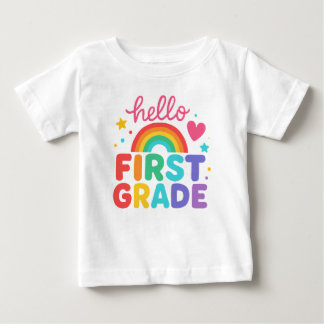 ハローファーストグレードレインボー,新学期 ベビーTシャツ