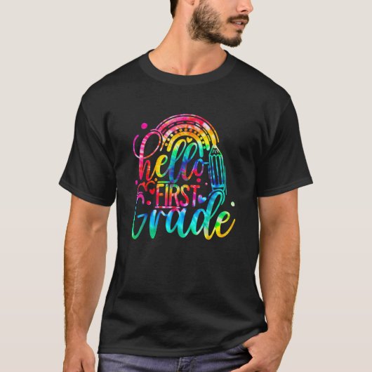 ハローファーストグレード絞り染め学校初日 Tシャツ (正面)