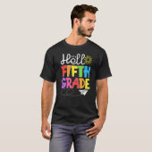 ハローフィフグレードおもしろい5級新学期茶 Tシャツ (正面フル)