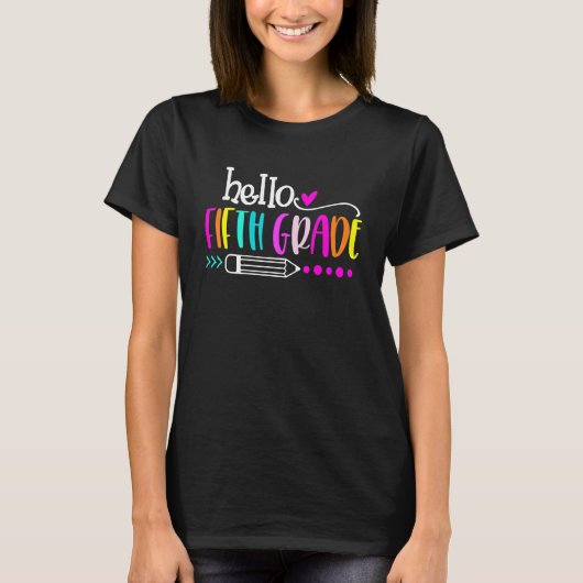 ハローフィフグレードチーム新学期先生スタッド Tシャツ (正面)