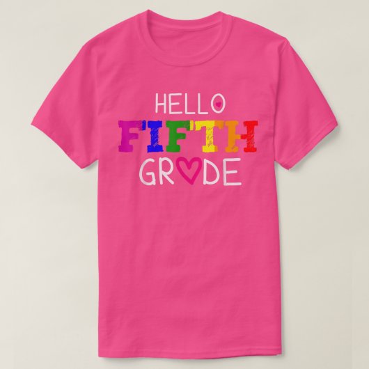 ハローフィフグレード5年生新学期先生 Tシャツ (デザイン正面)