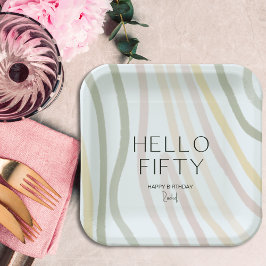 ハローフィフシンプルィティ50th誕生日紙プレート ペーパープレート