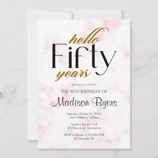 ハローフィフティックマーブル50thバースデーパーティー 招待状 (正面)