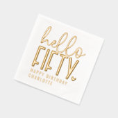 ハローフィフティファイティート50誕生日 パーソナライズされた 箔ナプキン (左)