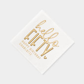 ハローフィフティファイティート50誕生日 パーソナライズされた 箔ナプキン (右)