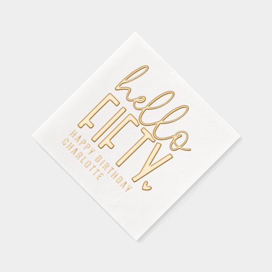 ハローフィフティファイティート50誕生日 パーソナライズされた 箔ナプキン (右)