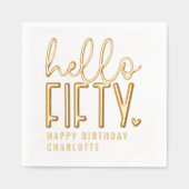 ハローフィフティファイティート50誕生日 パーソナライズされた 箔ナプキン (正面)