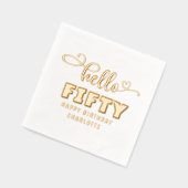 ハローフィフティファイティート50誕生日 パーソナライズされた 箔ナプキン (左)