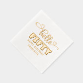 ハローフィフティファイティート50誕生日 パーソナライズされた 箔ナプキン (右)